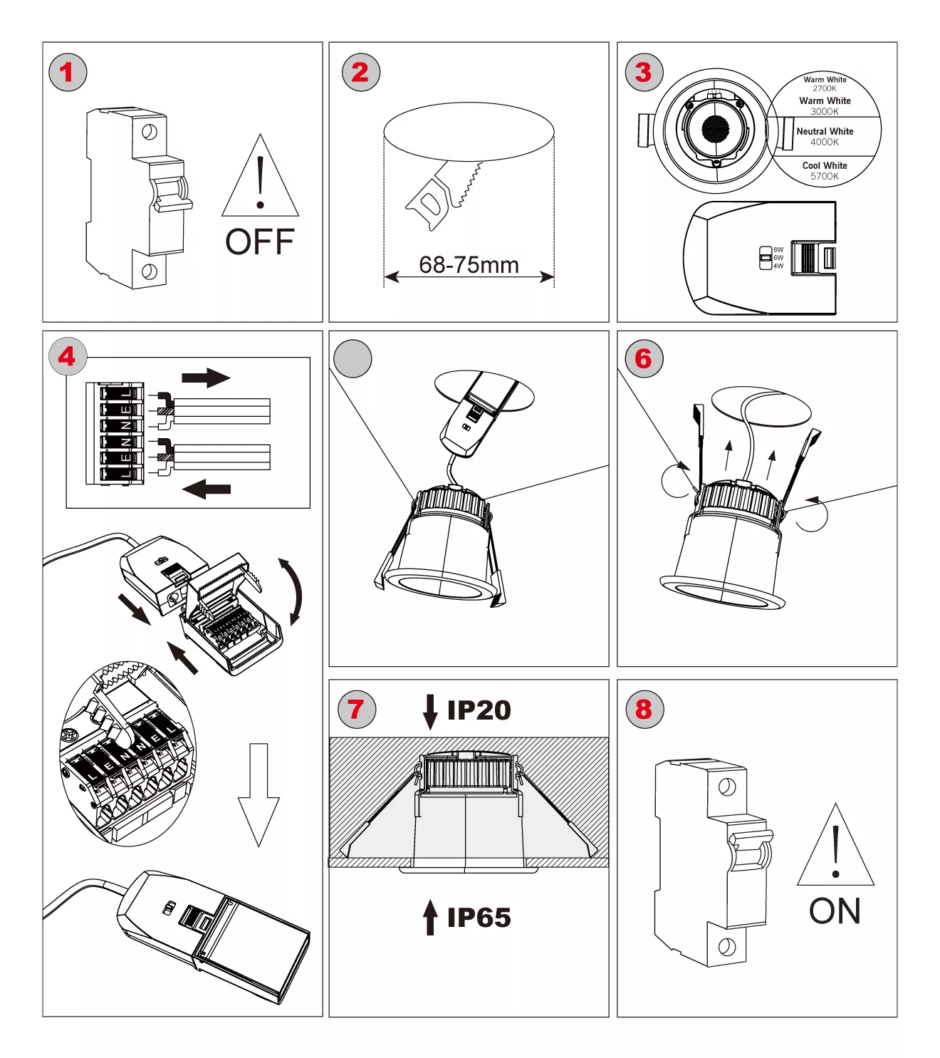 anti glare fire Rated LED downlight spotlight installation steps