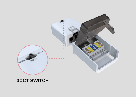 Fast installation via Loop in/out terminal  CCT Dip switch, Plug-and-play driver reduces installation time by 50%.