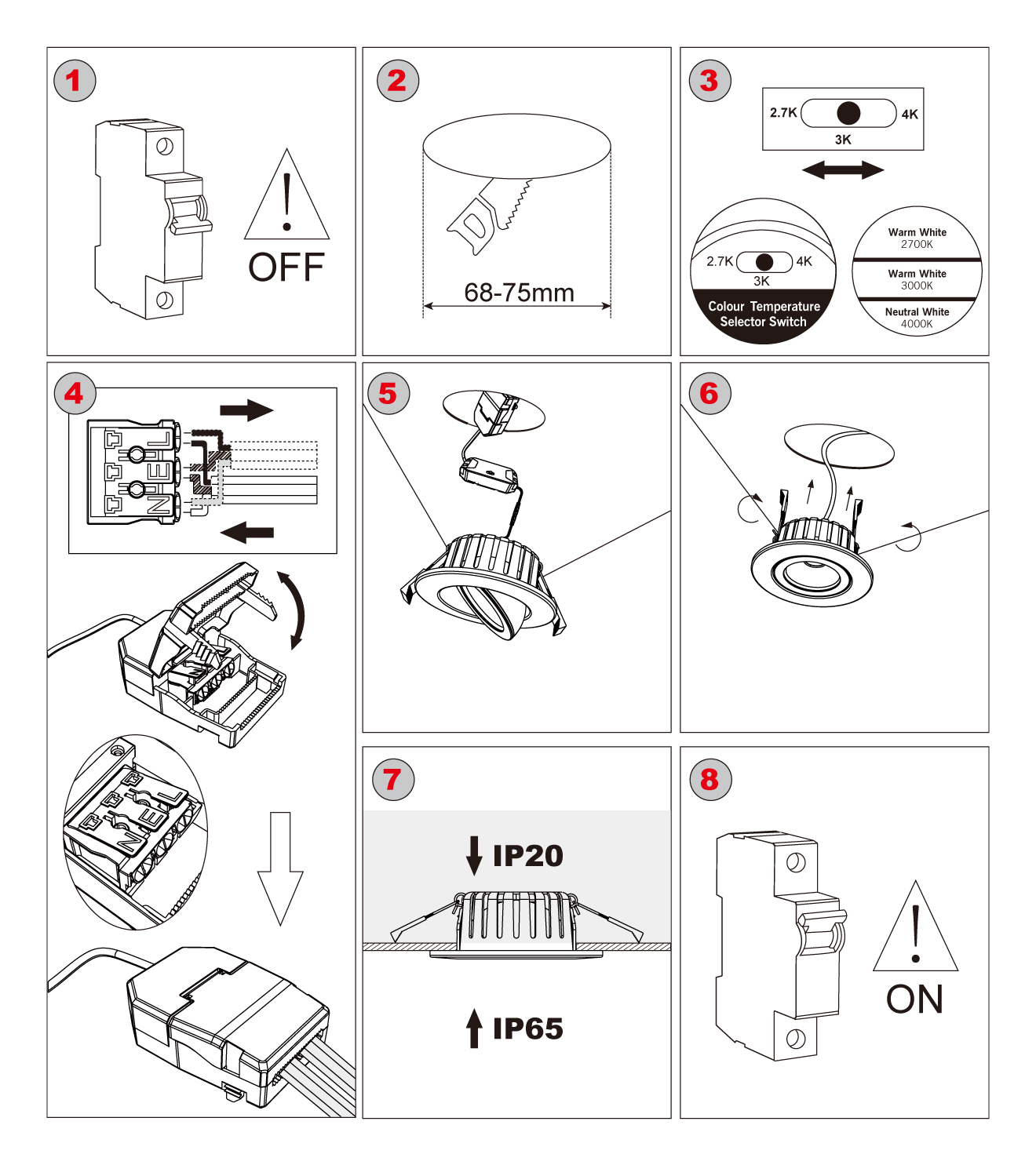 LED DOWNLIGHT INSTALLATION MAMUAL DL127-7P COB Spotlight