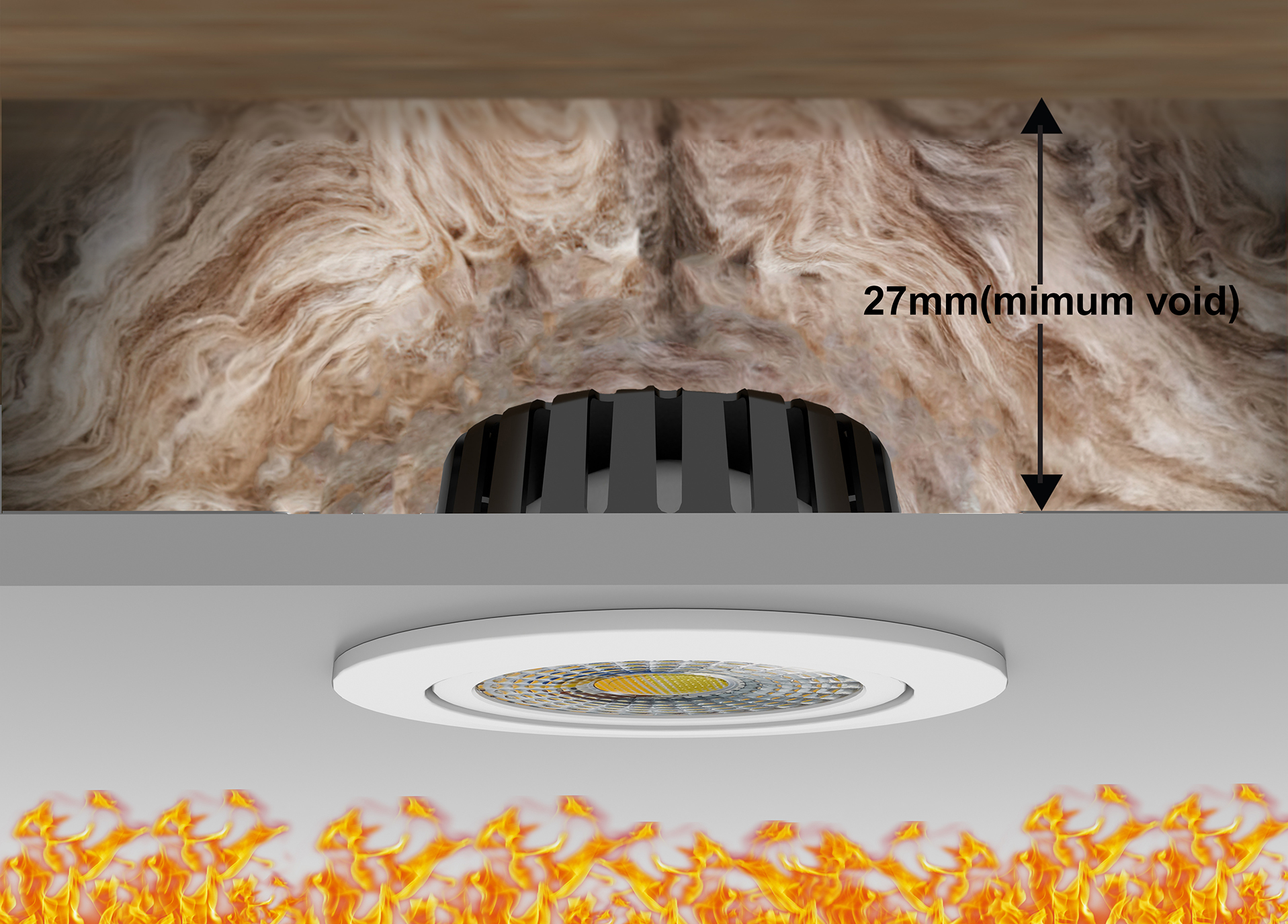 Fire-rated DOWNLIGHT SPOTLIGHT / Coverable  30,60,90min for timber, web and staircraft i-joists, coverable.