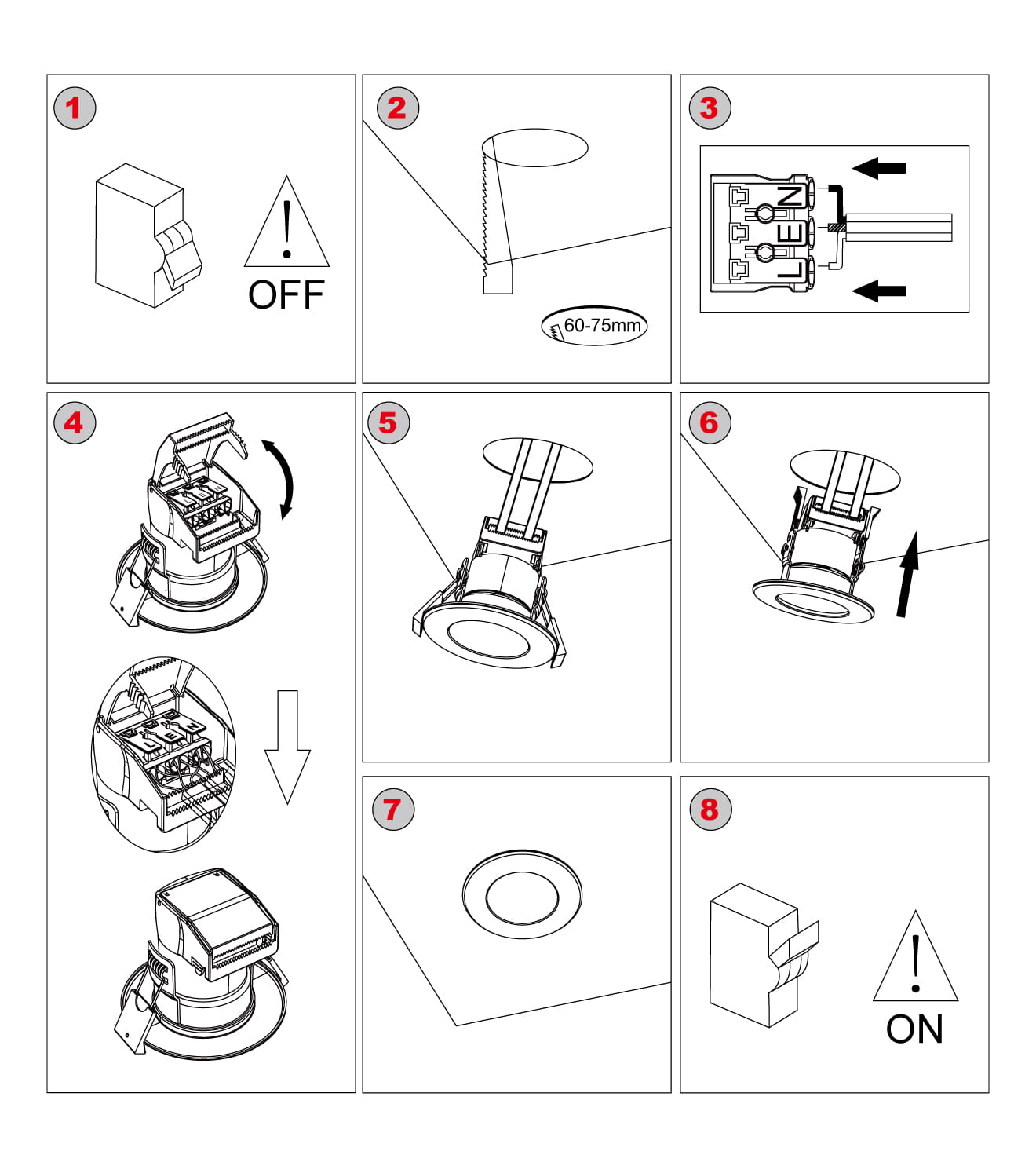 downlight/spotlight installation steps