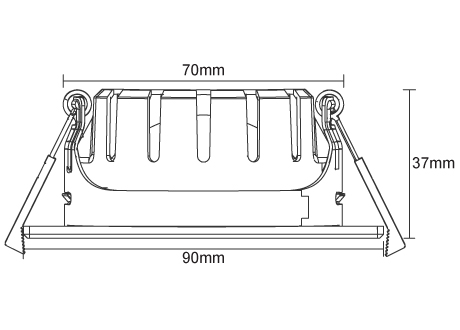 downlight diameter 90mm, cutout 68mm, height 37mm
