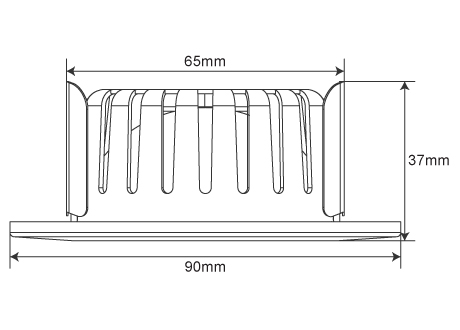 downlight diameter 90mm, cutout 68mm, height 37mm