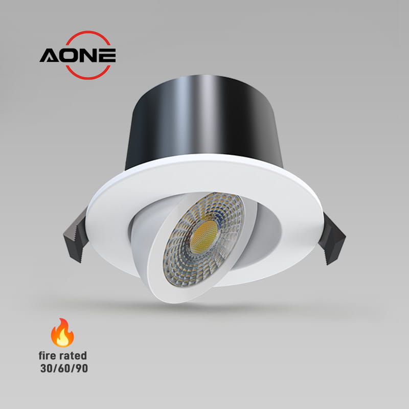 Fire-Rated Round 5-8W 4CCT Dimmable LED Downlight Tilt IP65 DL127-7P/3