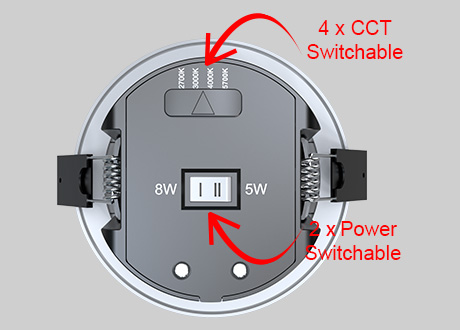 downlight spotlight CCT and power switchable