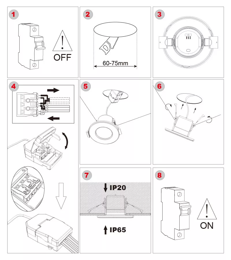 Installation steps fire Rated LED Downlights LED Lighting Recessed spotlight ip65 dimmable 
