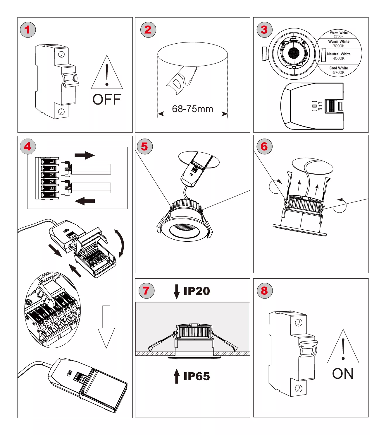 Installation steps ugr＜19 anti-glare fire Rated LED Downlights LED Lighting Recessed spotlight ip65 dimmable 