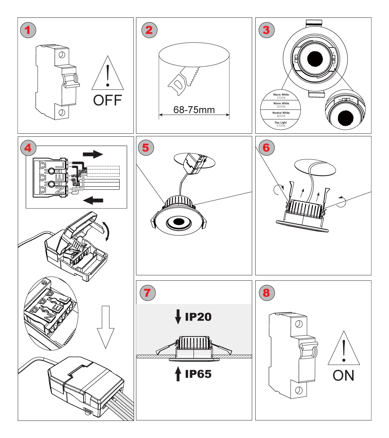 spotlight downlight installation steps