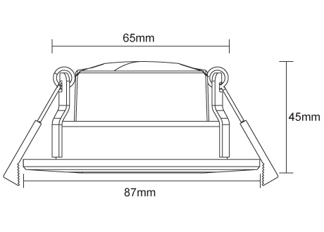downlight diameter 87mm, cutout 68mm, height 45mm