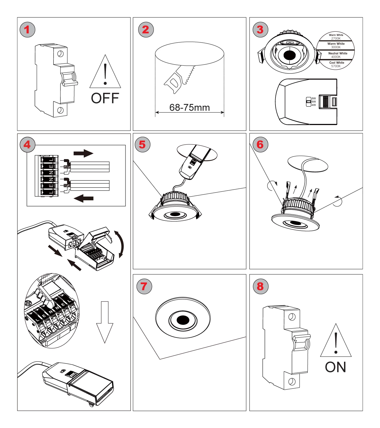 spotlight downlight installation steps