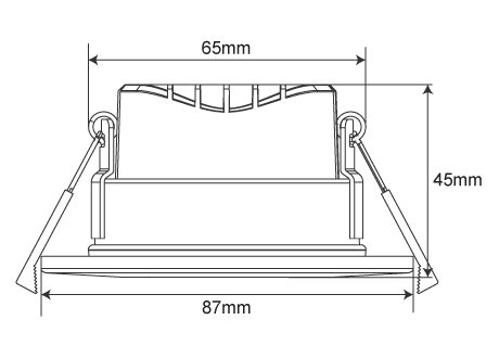 downlight diameter 87mm, cutout 68mm, height 45mm