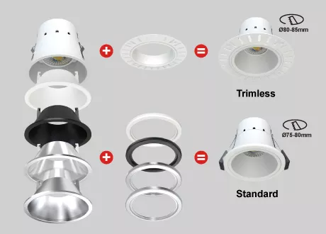 4cct 5W 8W Trimless fire Rated LED Downlights 5W 8W Recessed spotlight ip65 dimmable LED Lighting 