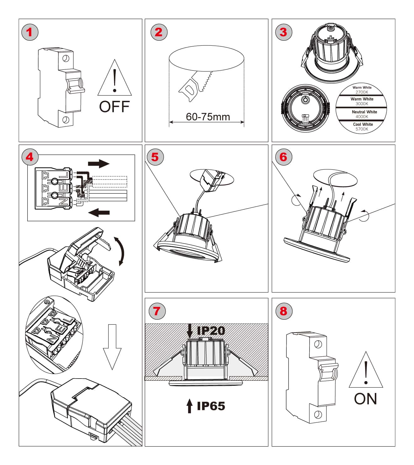 downlight/spolight installation steps