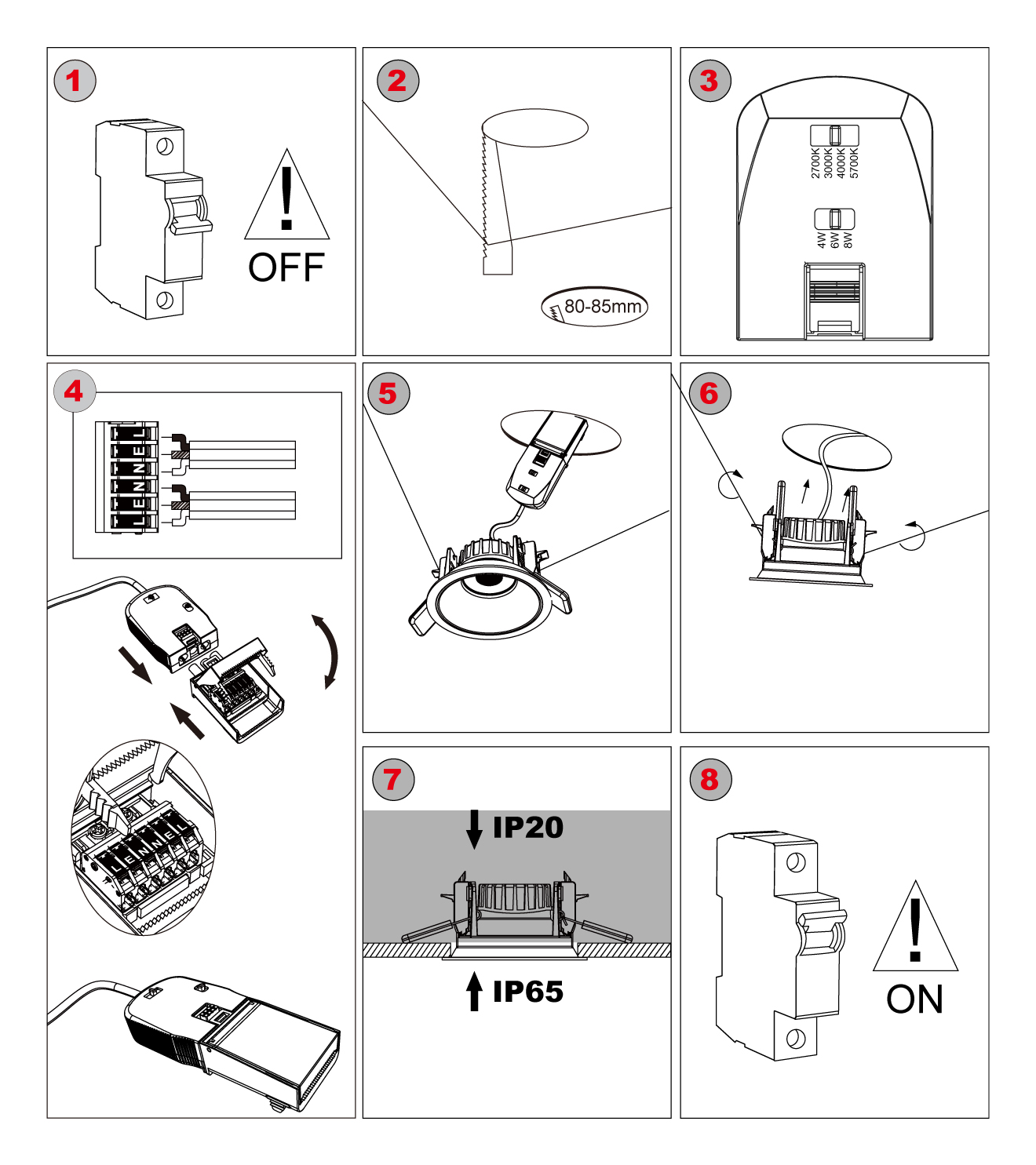 anti glare fire Rated LED downlight spotlight installation steps