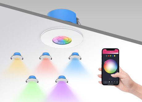 Tuya smart control downlight, RGB CW WW adjustable, WiFi, Bluetooth support