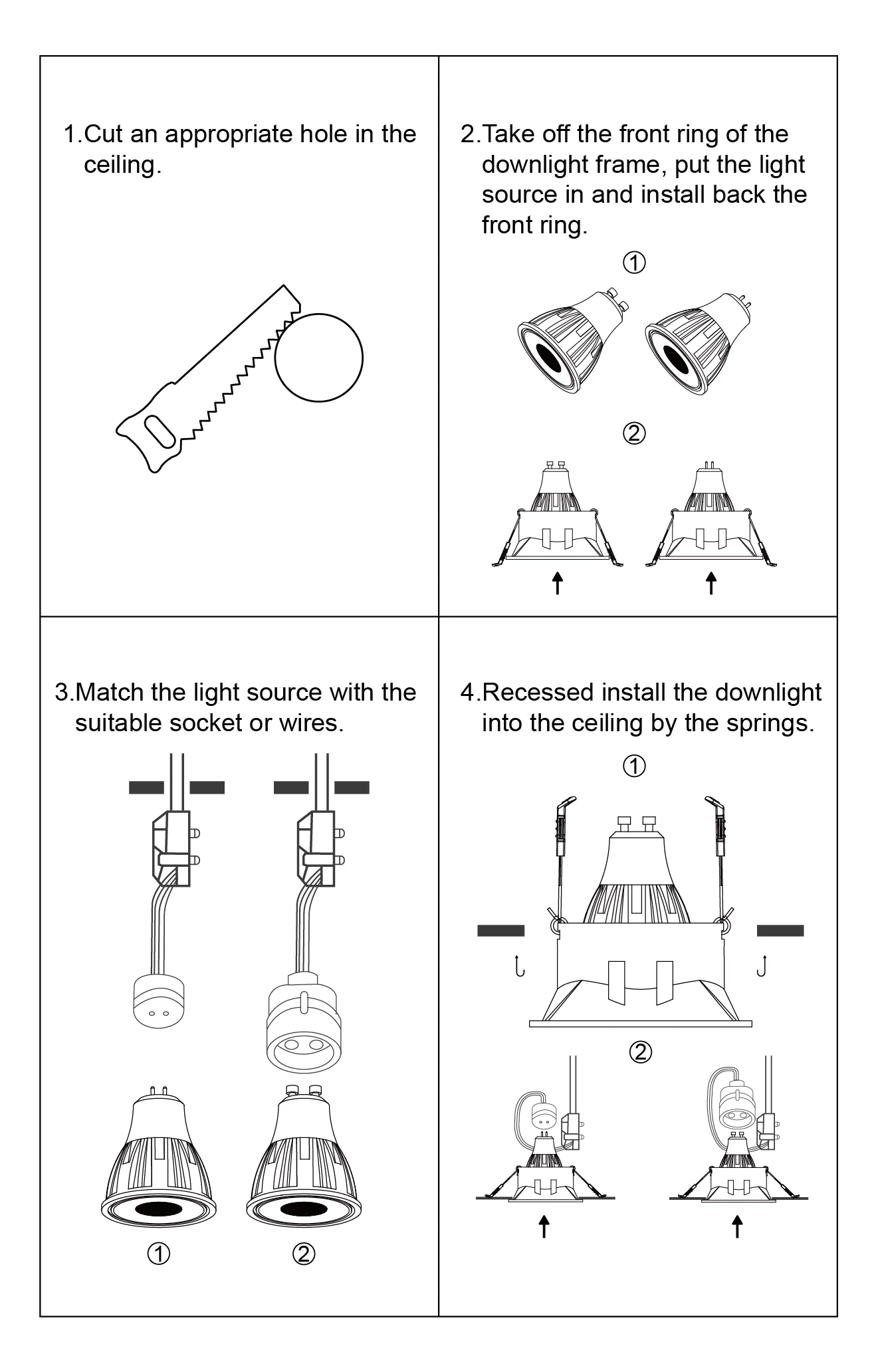 downlight Square fitting installation