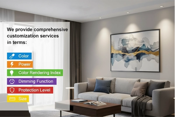 We offer customizable options like color, power, CRI, dimming, protection ratings, and sizes. 