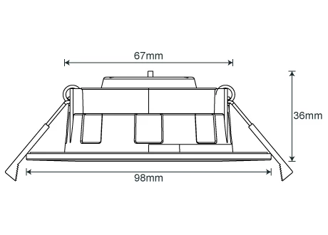Diameter 98mm, height 36mm, hole opening range 67-88mm