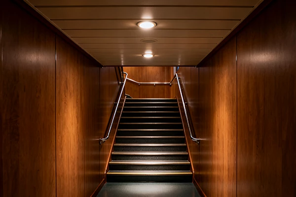 LED Downlights in Interior Marine Stairway and Corridor Lighting
