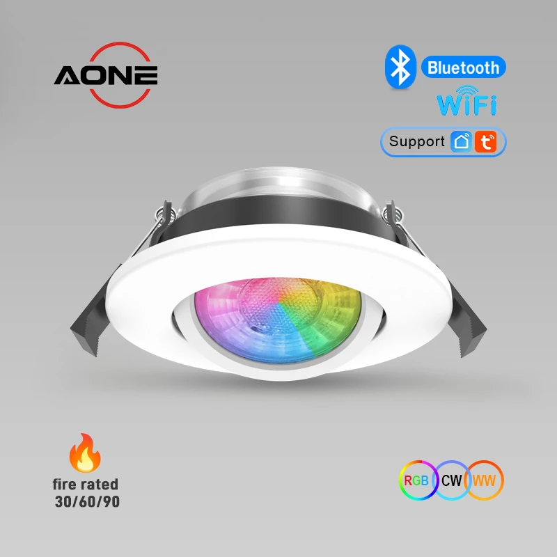 Smart Control Tuya RGB × Firerated Downlight Tilt IP65 DL98Bpro 