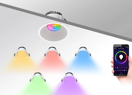 Tuya smart control downlight, RGB CW WW adjustable, WiFi, Bluetooth support