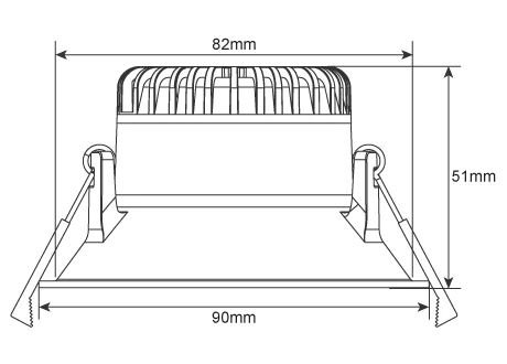 downlight size 90mm 52mm height