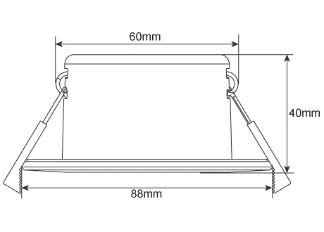 downlight size 88mm 40mm height
