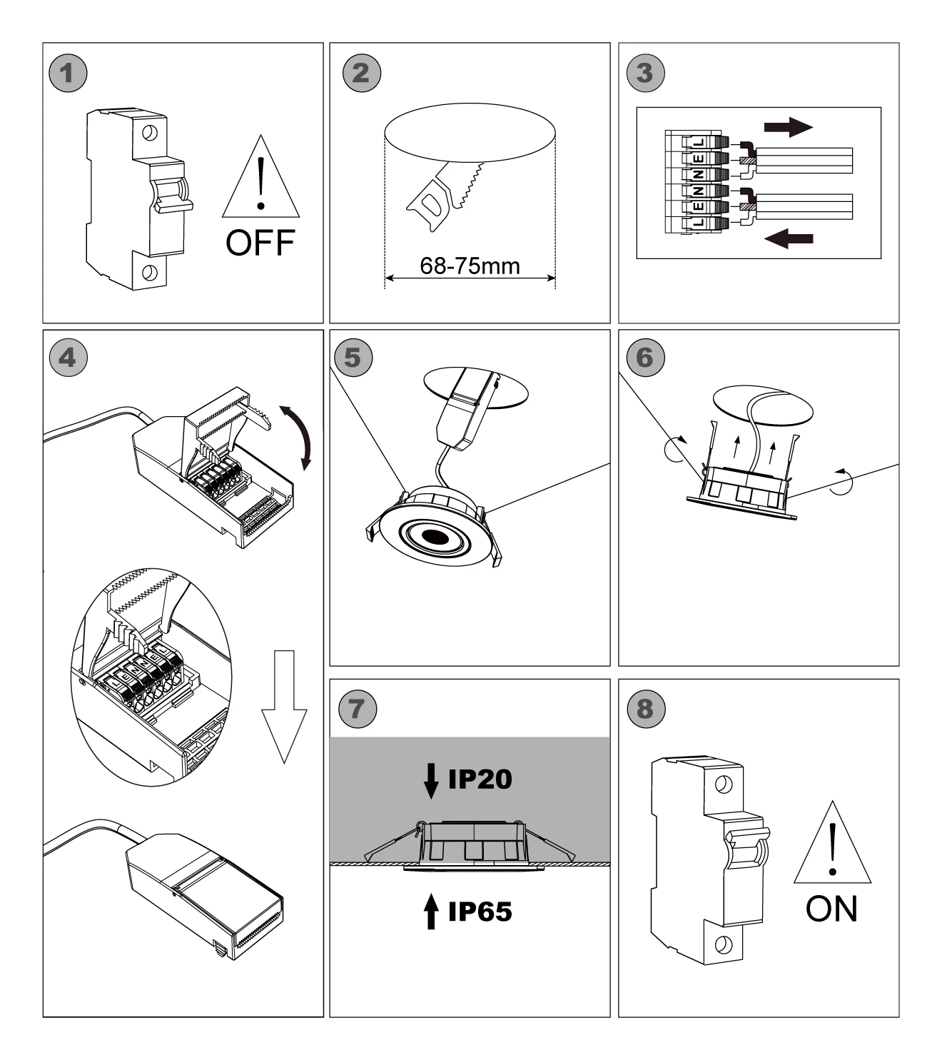 smart RGB downlight TILTABLE installation steps