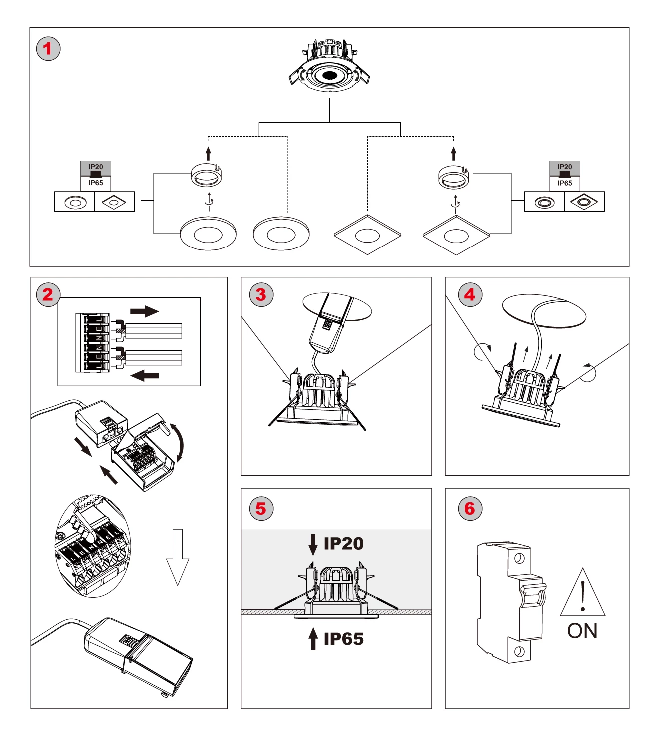 smart RGB downlight TILTABLE installation steps