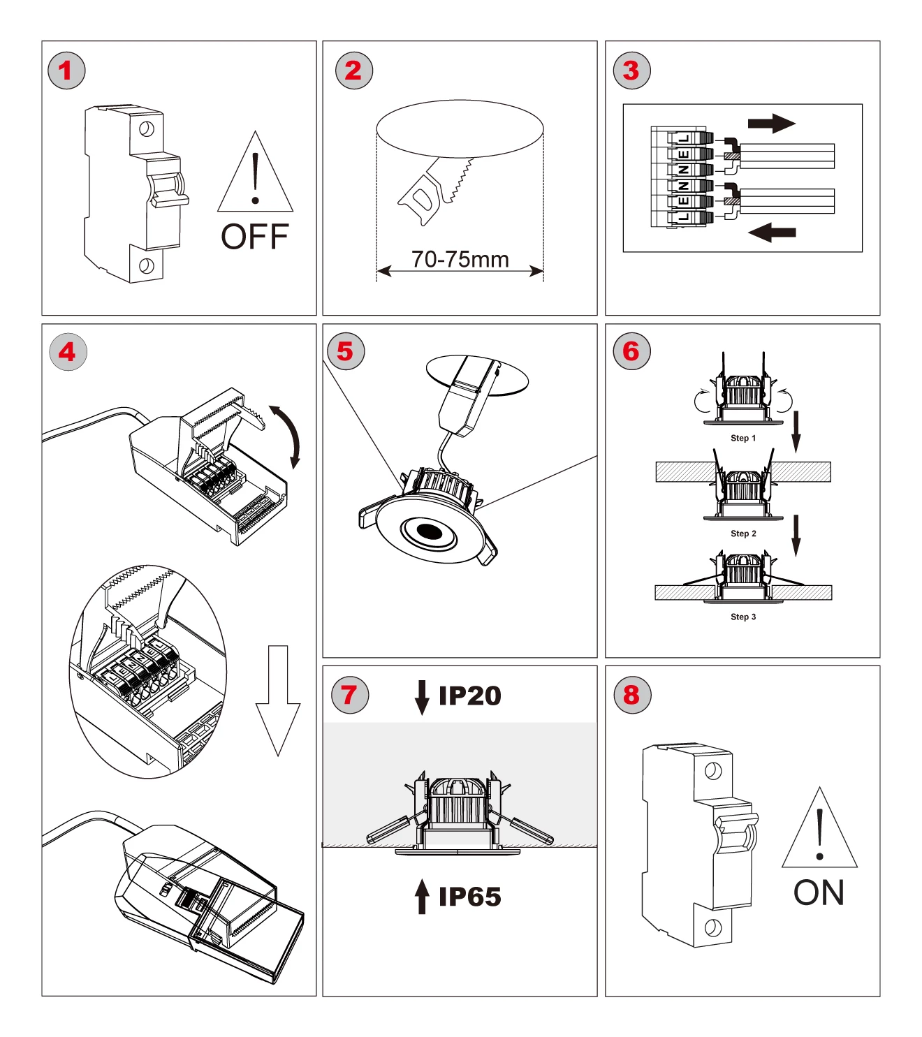 smart RGB downlight TILTABLE installation steps