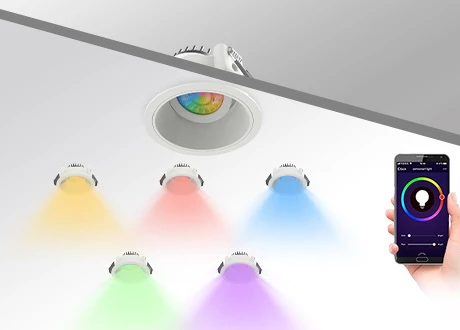 Tuya smart control downlight, RGB CW WW adjustable, WiFi, Bluetooth support