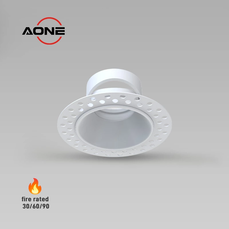Plaster-in Trimless IP65 Adjustable Downlight Fitting Fire Rated Low Glare Cut Out 80mm DL151TB