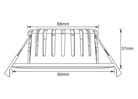 Luminaire Diameter 90mm, height 32mm, hole opening range 68-75mm