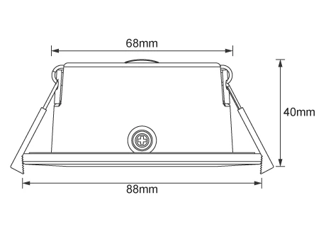 Luminaire Diameter 88mm, height 40mm, hole opening range 68-75mm