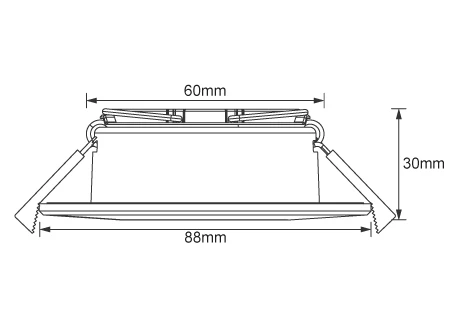 Luminaire Diameter 88mm, height 40mm, hole opening range 68-75mm