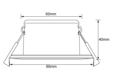 Luminaire Diameter 88mm, height 40mm, hole opening range 68-75mm