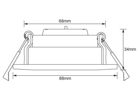 Luminaire Diameter 88mm, height 40mm, hole opening range 68-75mm