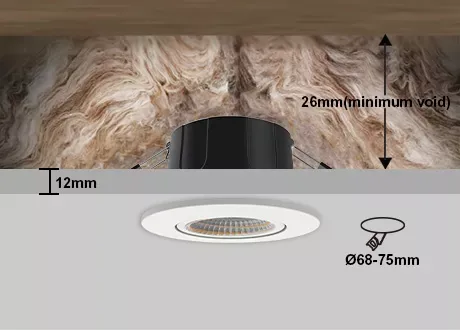 downlight coverable cutout 68-75mm