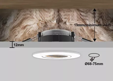 downlight coverable cutout 68-75mm