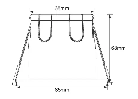 Luminaire Diameter 88mm, height 40mm, hole opening range 68-75mm