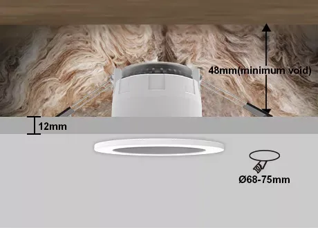 downlight coverable cutout 68-75mm