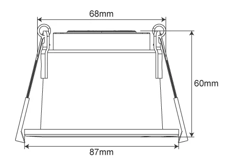 Luminaire Diameter 88mm, height 40mm, hole opening range 68-75mm