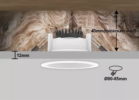 downlight coverable cutout 80-85mm