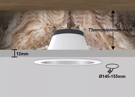  downlight cutout 120-130mm coverable air-tight
