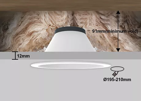downlight cutout 120-130mm coverable air-tight