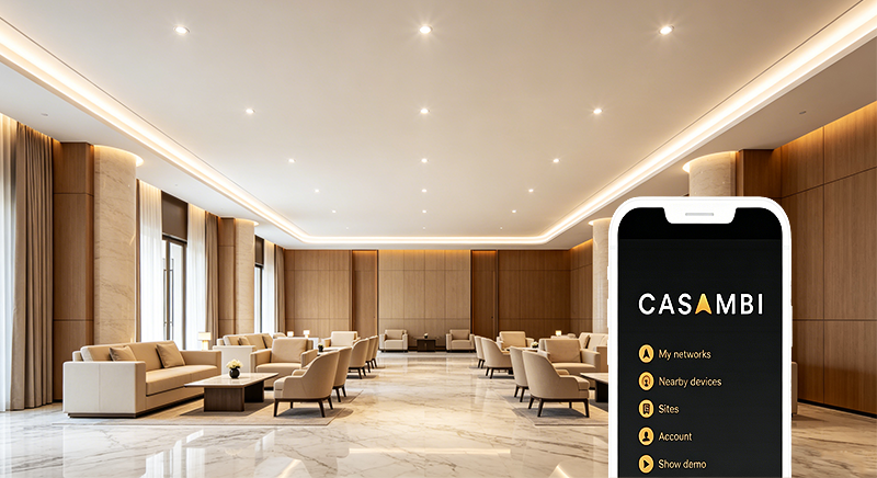 Casambi smart LED downlight control in commercial spaces