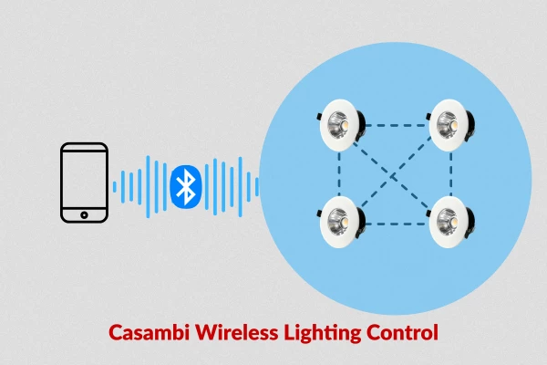 Casambi BLE Mesh network diagram for LED downlight control