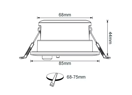 PIR downlight dia85mm, 68-75mm cutout
