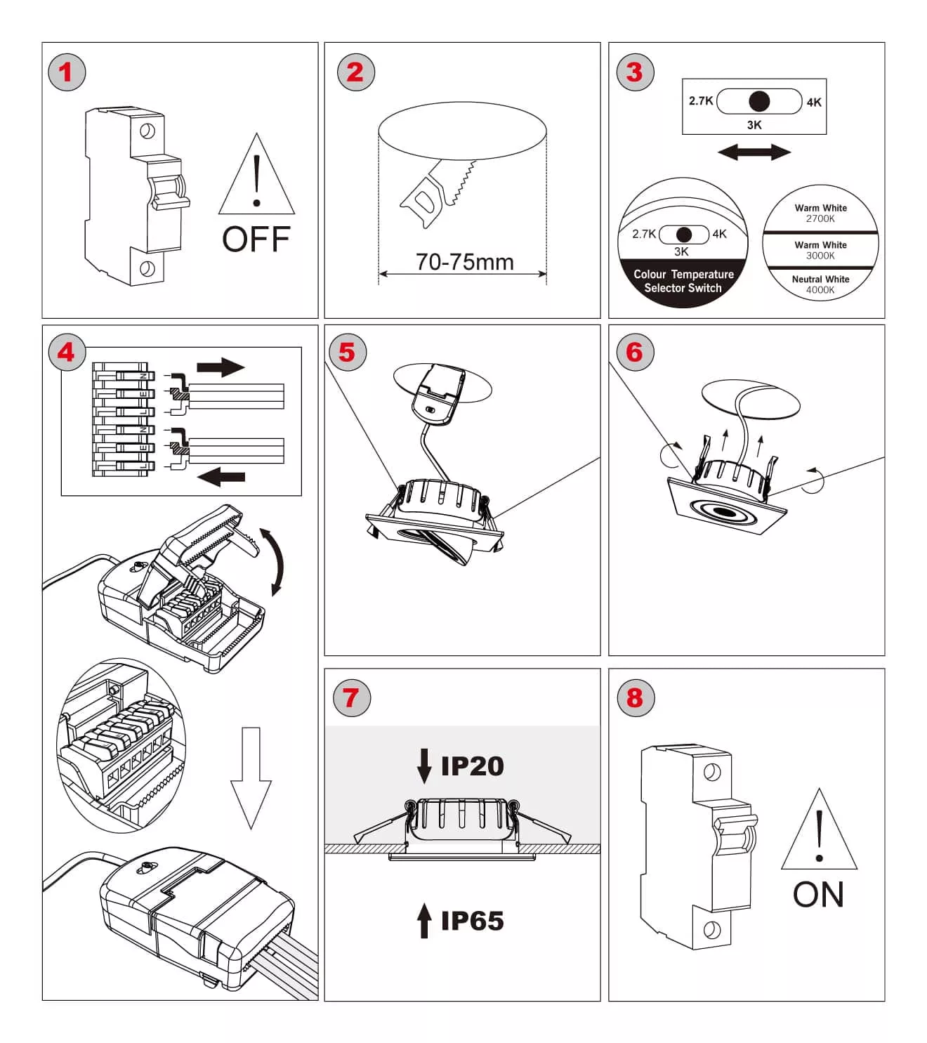 square spotlight installation steps